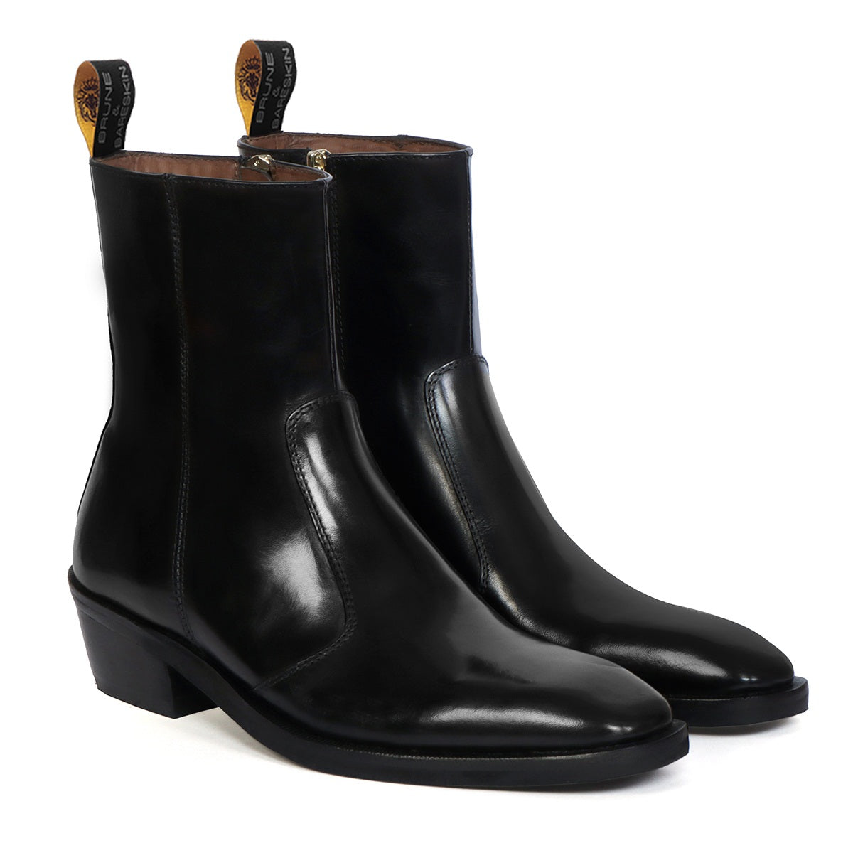 Black leather zip boots sale