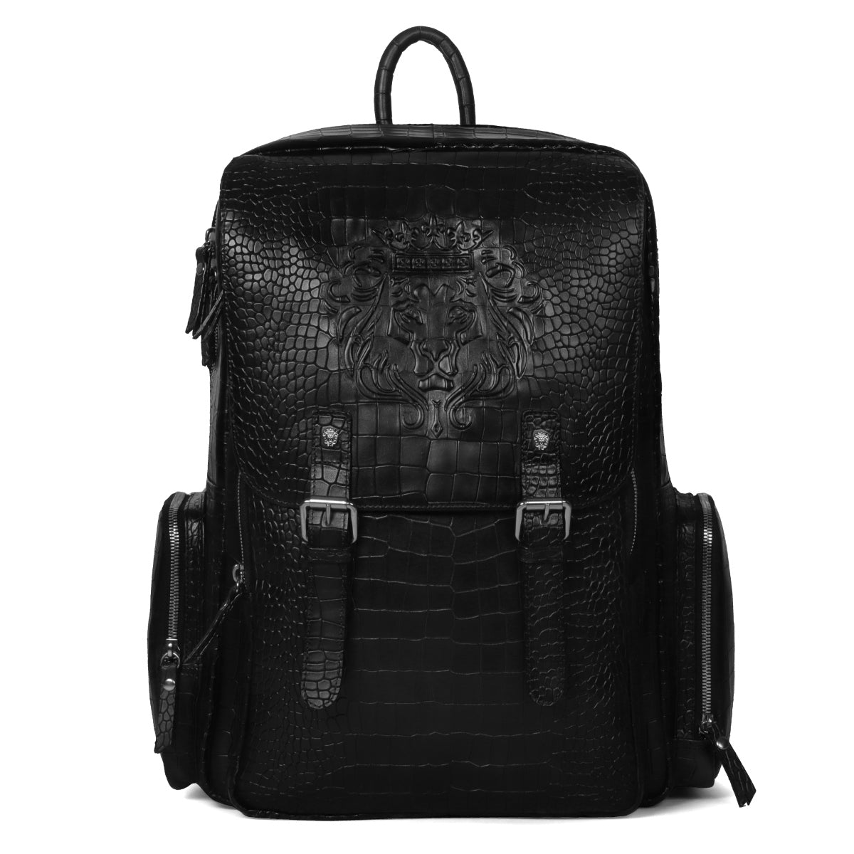 All Black soft cheapest leather, full liner, over chest backpack