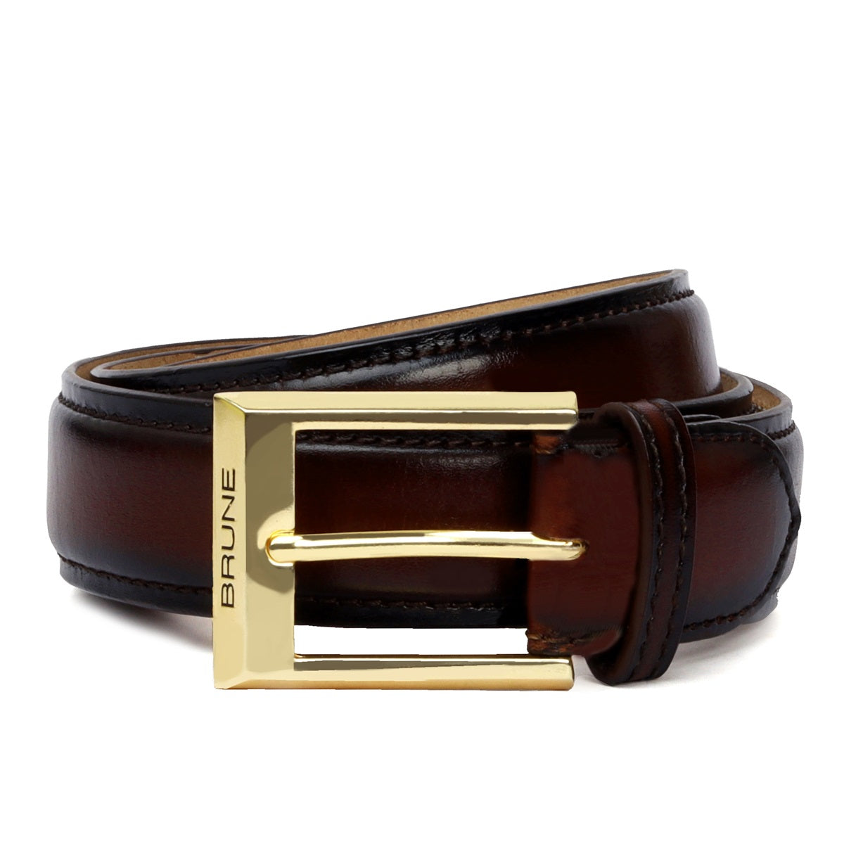 Black Patent Leather Matte Gold Finish Buckle Belts By Brune & Bareskin 34