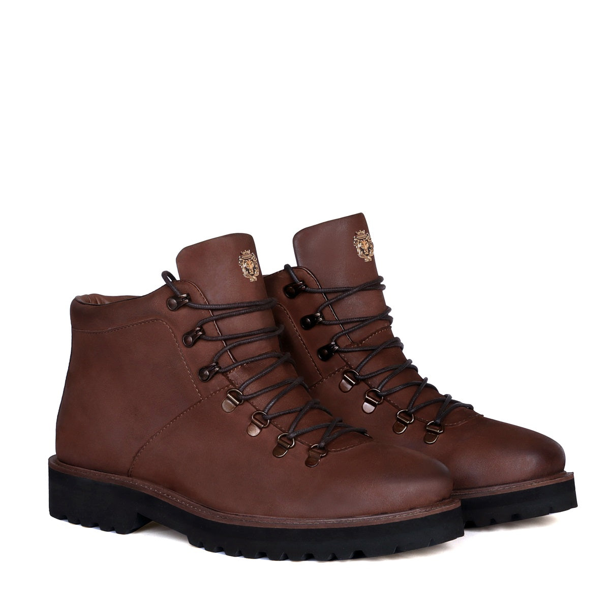 Dark brown leather boots mens best sale