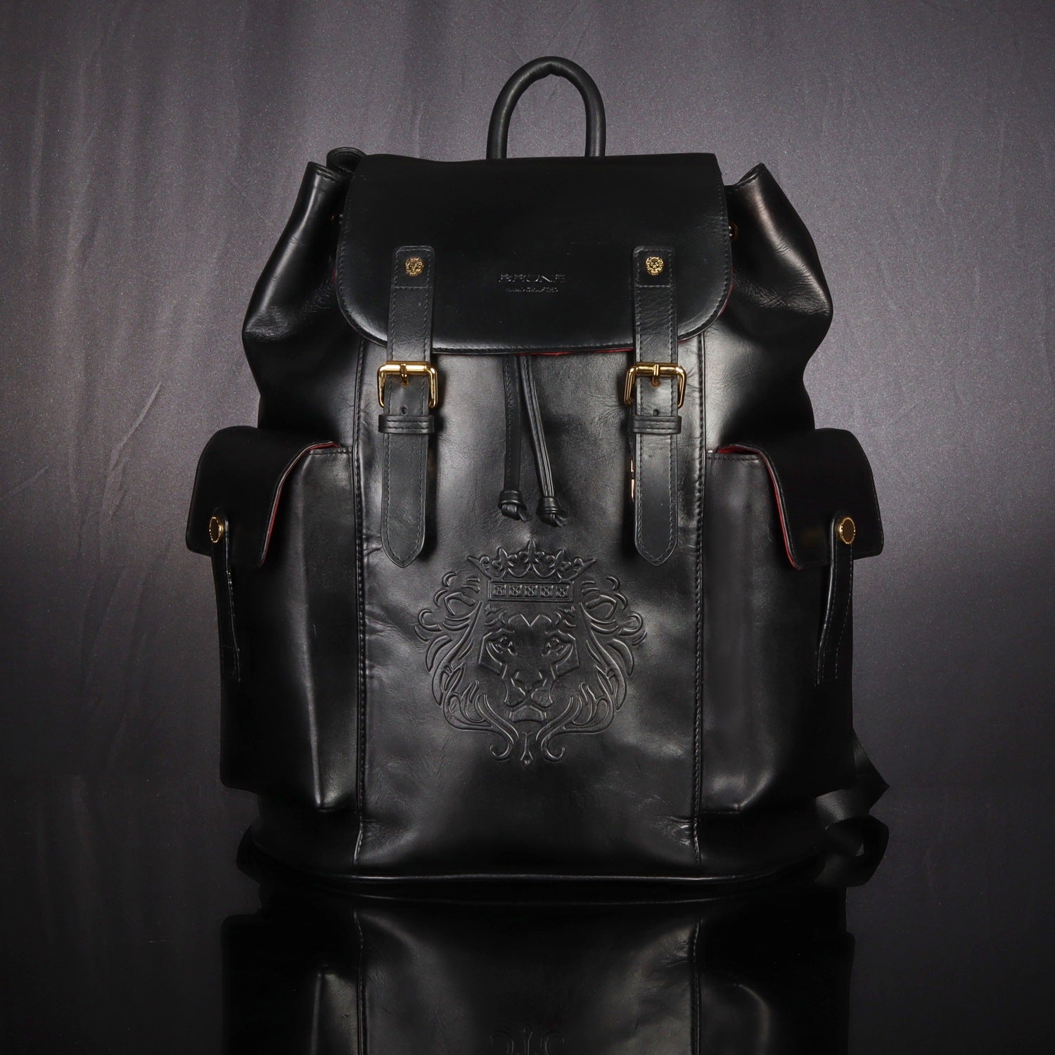 Black real leather backpack fashion