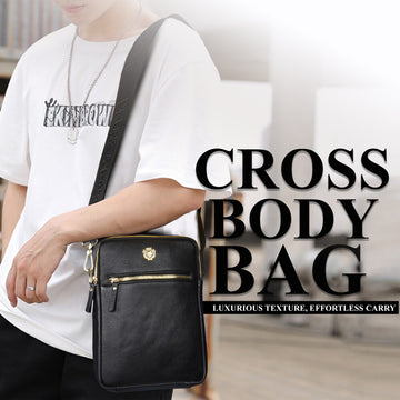 Cross-Body Bag in Textured Black Leather