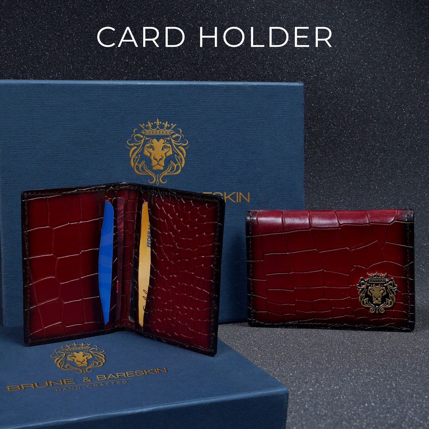 Deep Cut Card Holder in Wine Leather