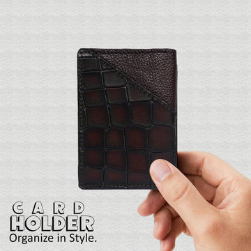 Silhouette Dark Brown Card Holder in Deep Cut and Textured Leather