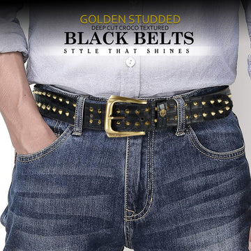 Stud Detailing Men's Black Belt