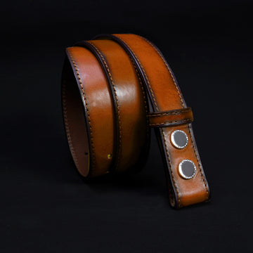 Mini Lion Dark Brown Suede Leather Oval Shape Buckle Men's Formal Belt