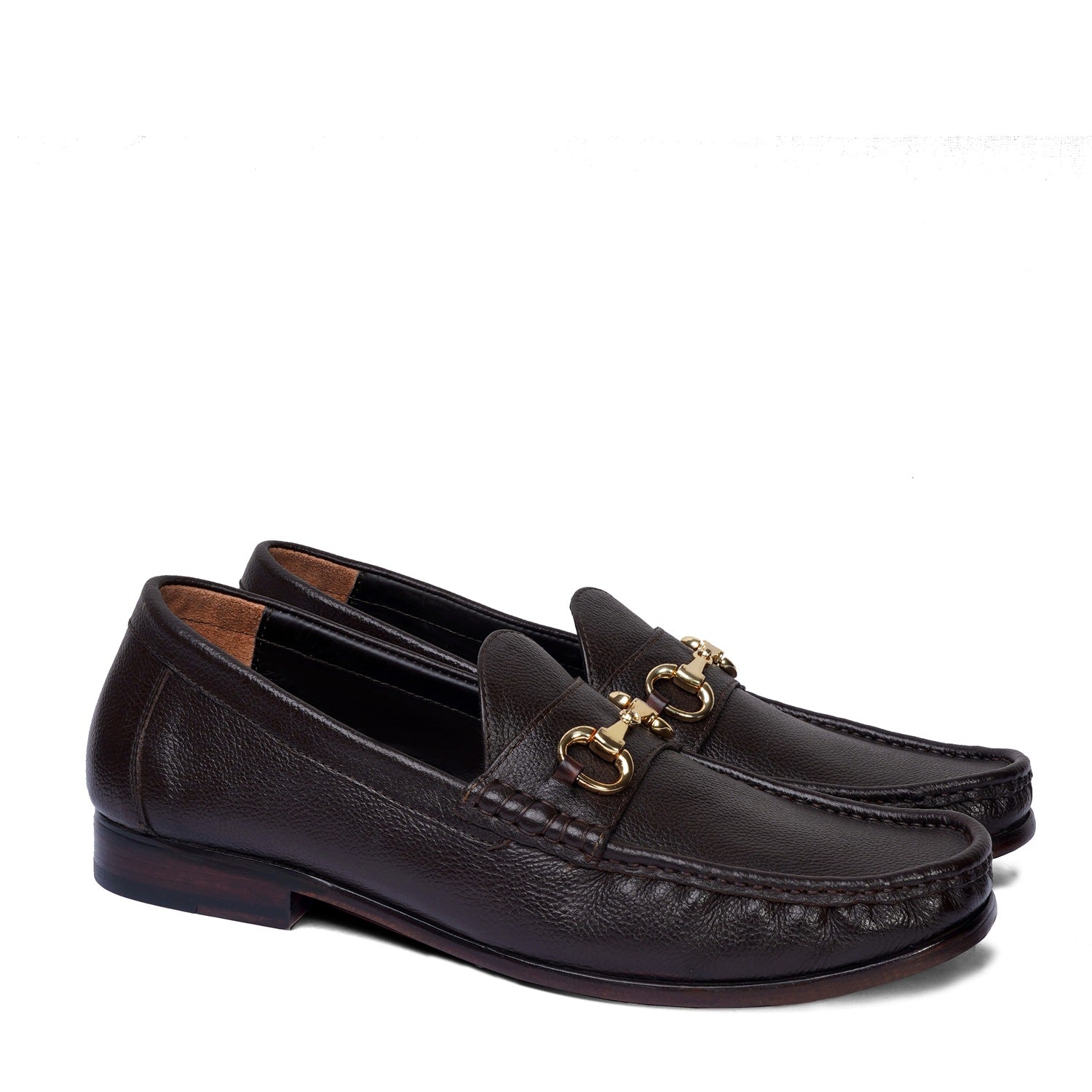 Textured Leather Loafers in Dark Brown Leather