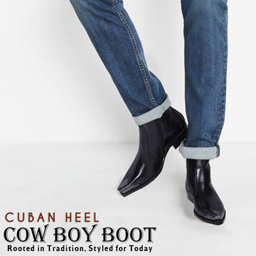 Metallic Cap Toe Cowboy Black Boots