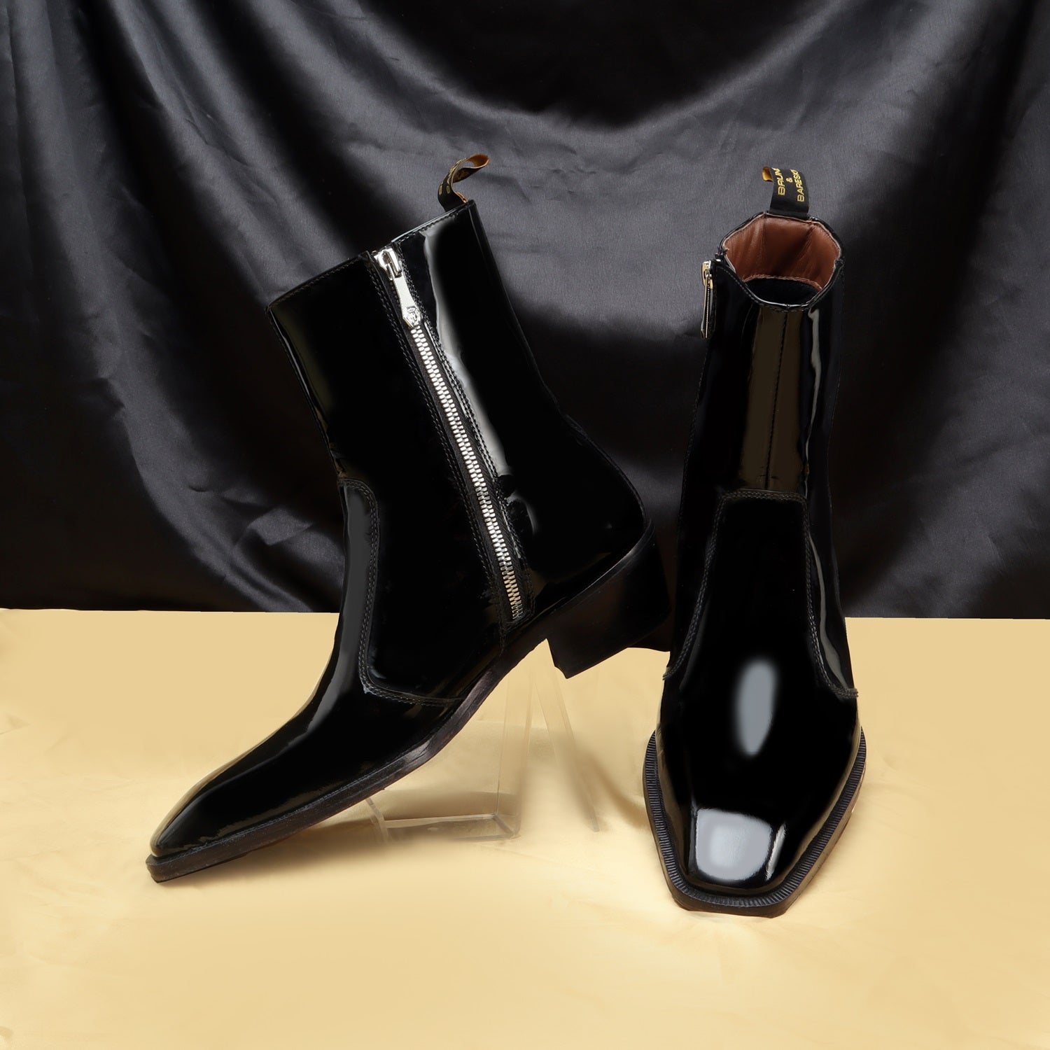 Prada Patent Block-Heel Ankle Booties | Neiman Marcus