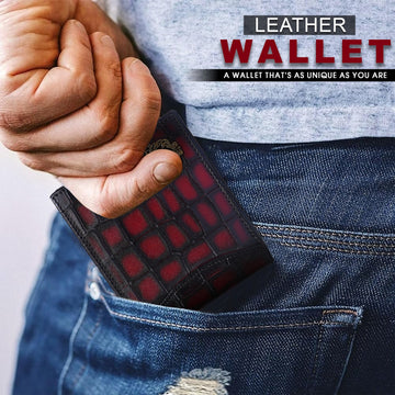 Multi Pocket Bi-Fold Wallet in Smokey Finish Wine Leather