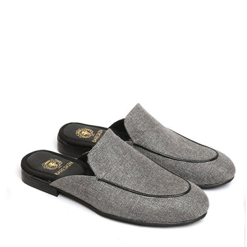 Grey Jute Apron Toe Mules By Bareskin