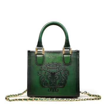 Small Sized Green Handbag in Genuine Leather