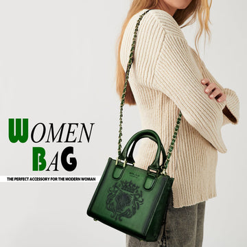 Small Sized Green Handbag in Genuine Leather