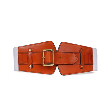 Orange Leather Underbust Elastic Ladies Buckle Belt by Brune & Bareskin