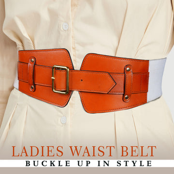 Orange Leather Underbust Elastic Ladies Buckle Belt by Brune & Bareskin