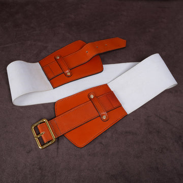 Orange Leather Underbust Elastic Ladies Buckle Belt by Brune & Bareskin