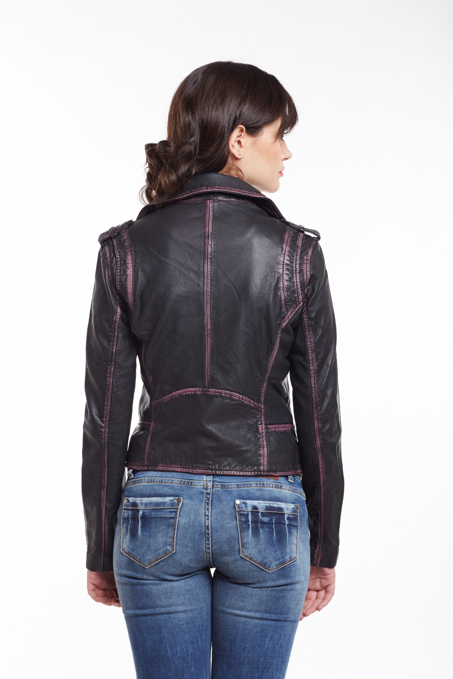 Leather Skin Women Purple Shoulder Quilted Genuine Leather Jacket - Leather  Skin Shop