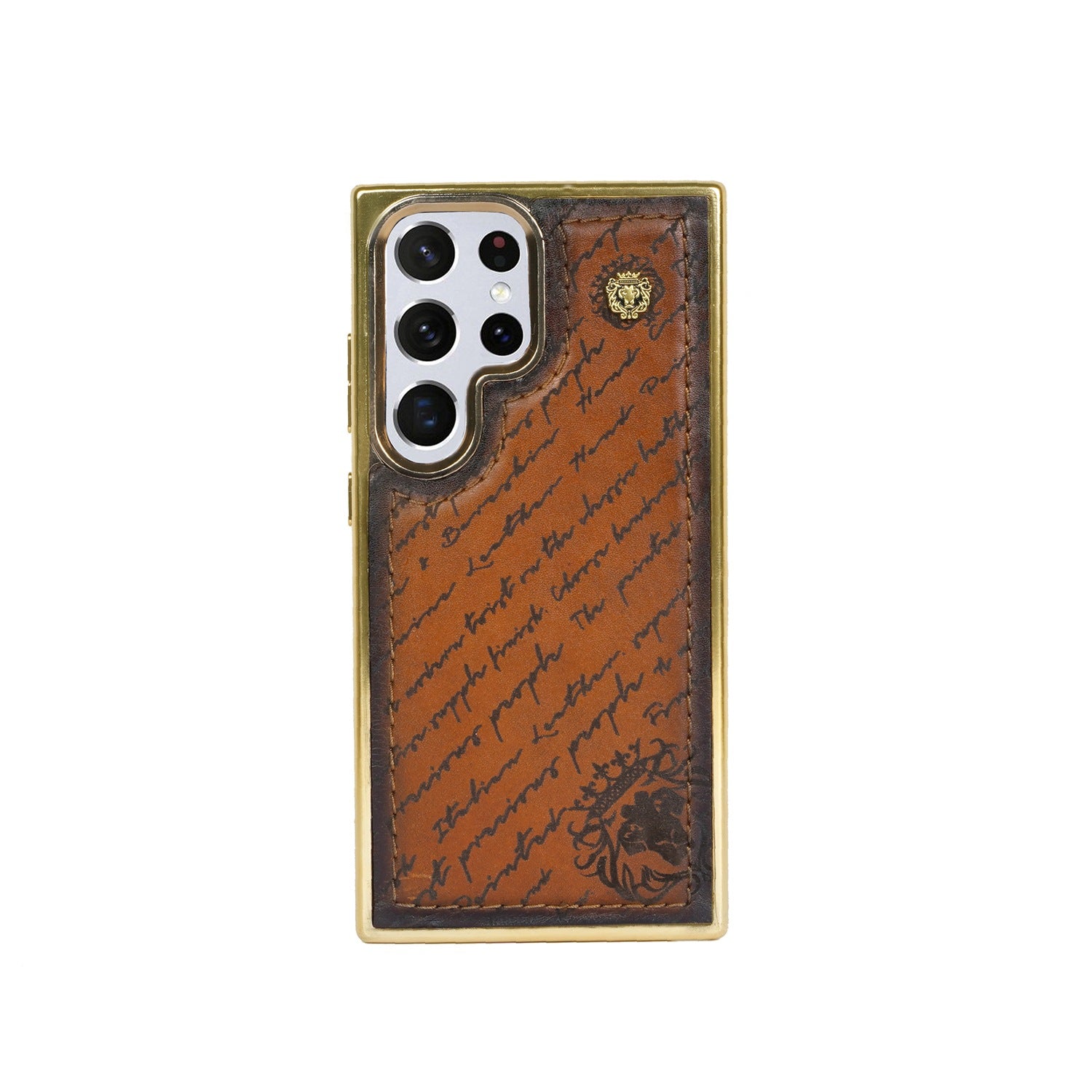 Laser Engraved Samsung S Series Tan Leather Mobile Cover