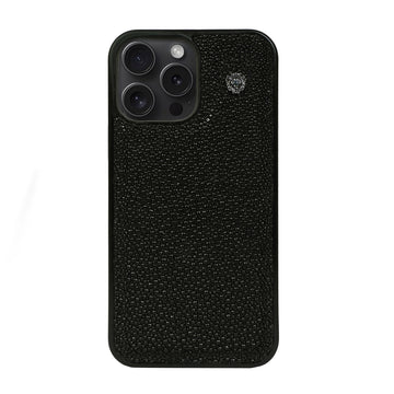 Luxurious Black Mobile Cover in Exotic Stingray Fish Leather