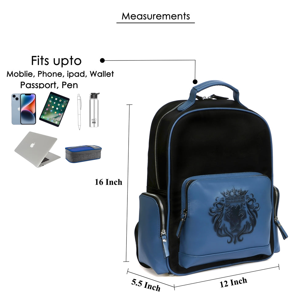 WMNS Double Handle Front Pocket Denim Sport Backpack - Light Blue