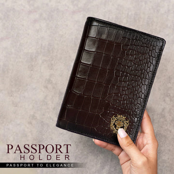 Bi-Fold Dark Brown Passport Holder in Deep Cut Leather