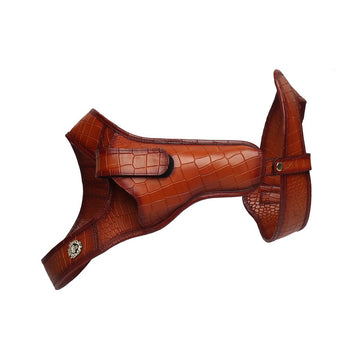 .45 Gun Shoulder Holsters Tan Deep Cut Croco Leather(MTO)