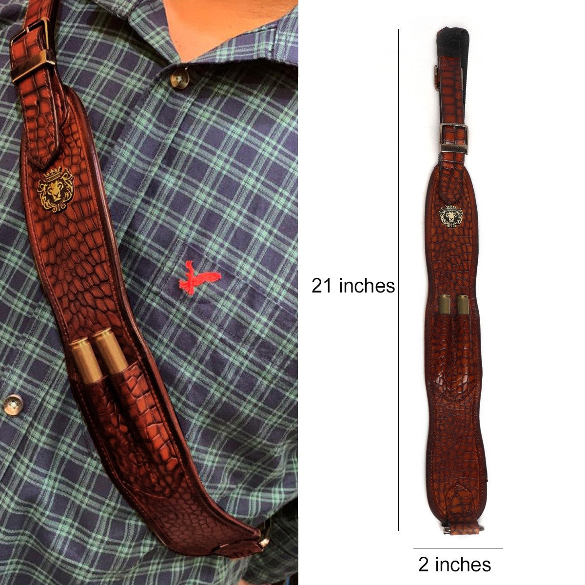 Tan Leather 12 Bore Snap Pocket Cartridge Belt by Brune & Bareskin (MT