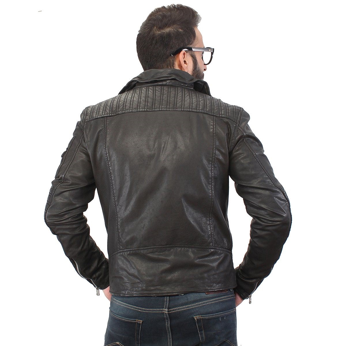 Italian handmade Men black Crocodile leather biker jacket slim fit XXS to  3XL | ITALIANSKINS®