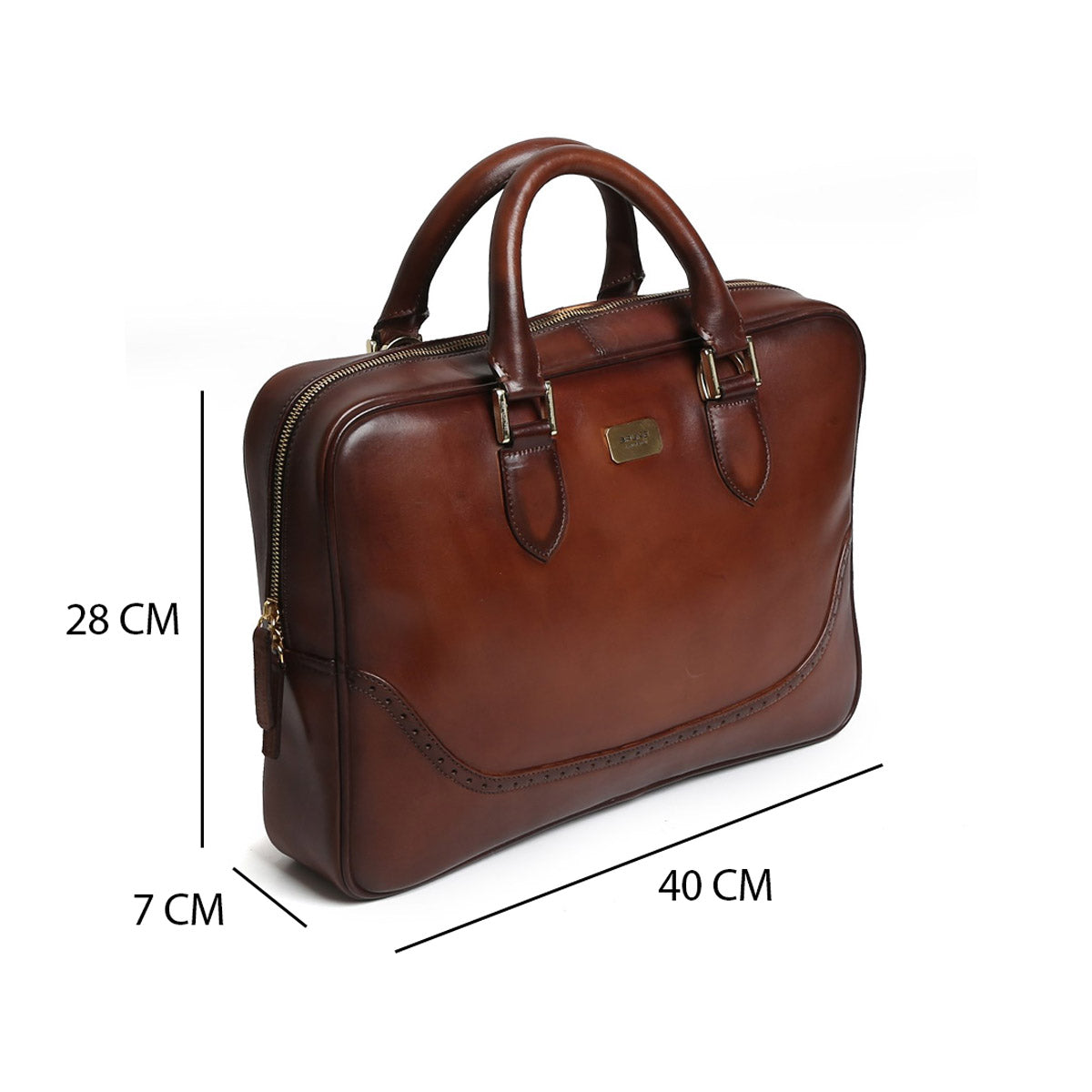 Brown Brogue Detail Leather Laptop Office Briefcase By Brune & Bareski