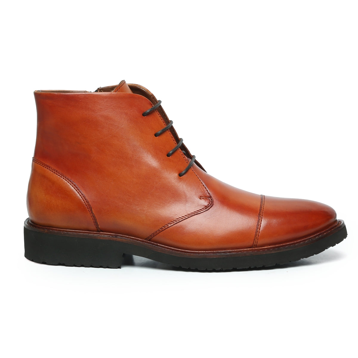 Mens brown leather cap 2025 toe boots