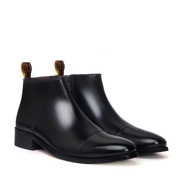 Black Leather High Ankle Chelsea Boots with Leather Sole one and only