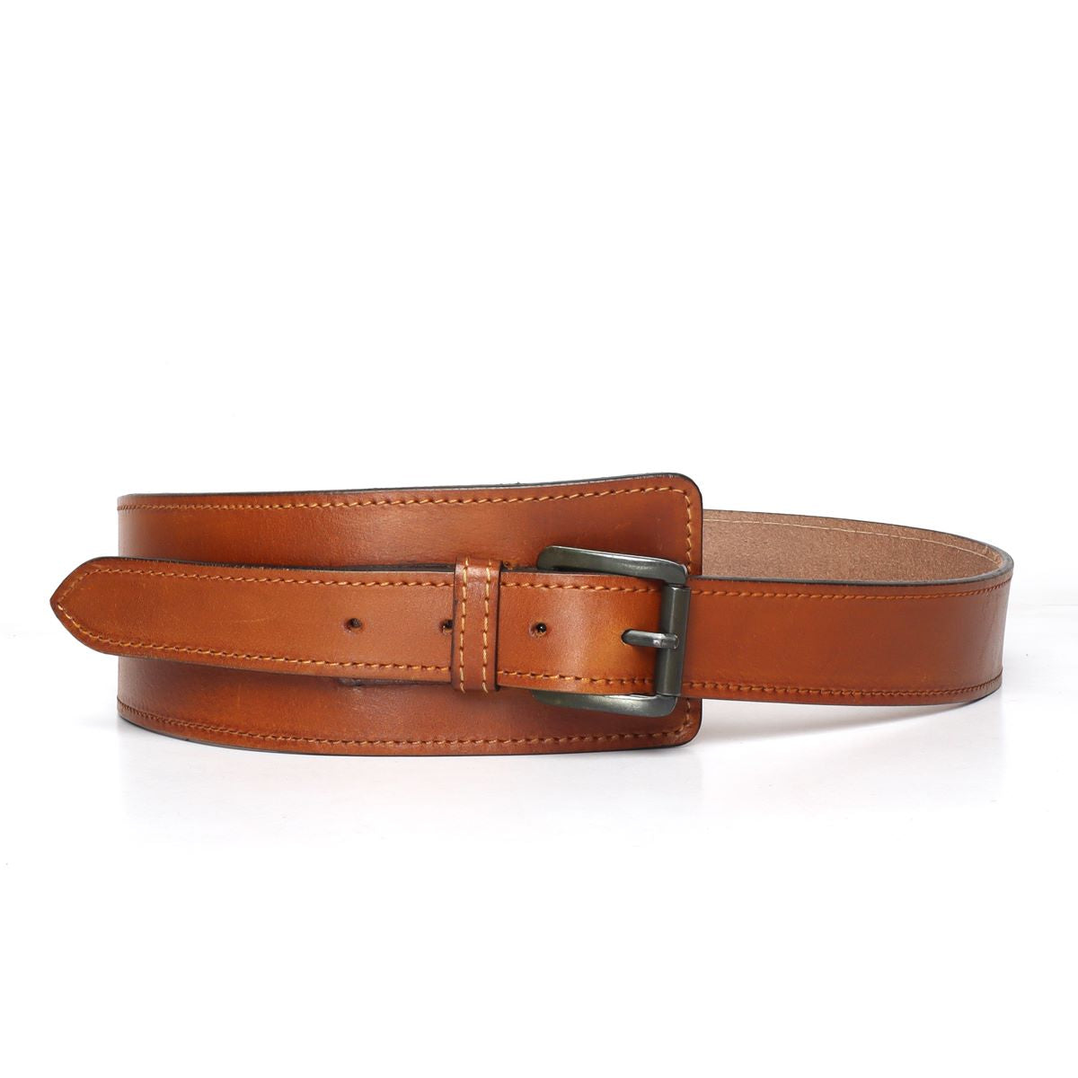 Tan Genuine Leather Dress Belt