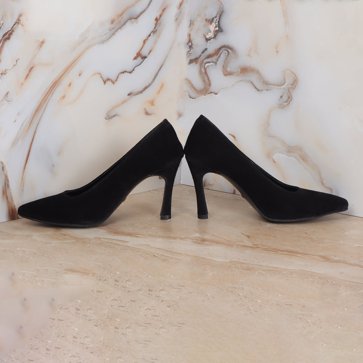 Black Suede Peep toe Platform High Heels | Tajna Shoes – Tajna Club