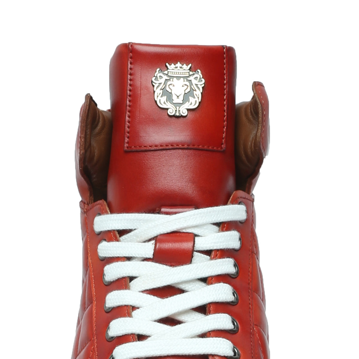 Diamond Stitch Mid-Top Sneaker on Blood Red Color by Brune & Bareskin